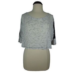JUNIORS Black Lace Back Short Dolman Top